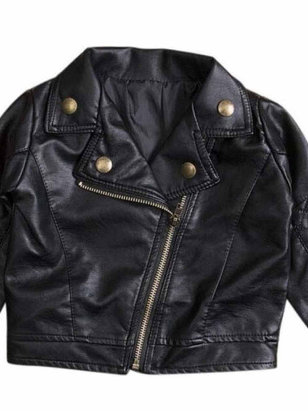 Kids Black Faux Leather Moto Jacket